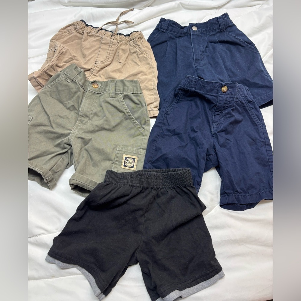 Set of 5 variety brand Kids Shorts Set - Black, Navy, Olive, Tan 3T